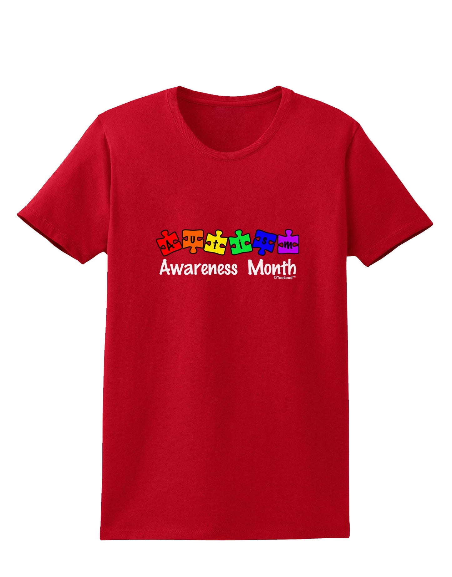 Autism Awareness Month - Colorful Puzzle Pieces Womens Dark T-Shirt by TooLoud-Womens T-Shirt-TooLoud-Red-X-Small-Davson Sales