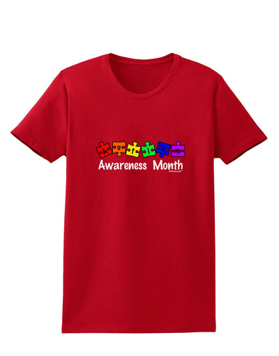 Autism Awareness Month - Colorful Puzzle Pieces Womens Dark T-Shirt by TooLoud-Womens T-Shirt-TooLoud-Red-X-Small-Davson Sales