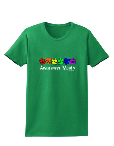 Autism Awareness Month - Colorful Puzzle Pieces Womens Dark T-Shirt by TooLoud-Womens T-Shirt-TooLoud-Kelly-Green-X-Small-Davson Sales