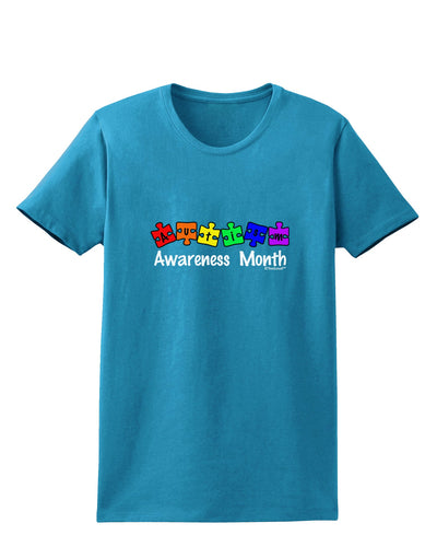 Autism Awareness Month - Colorful Puzzle Pieces Womens Dark T-Shirt by TooLoud-Womens T-Shirt-TooLoud-Turquoise-X-Small-Davson Sales