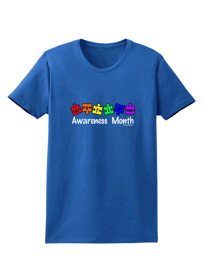 Autism Awareness Month - Colorful Puzzle Pieces Womens Dark T-Shirt by TooLoud-Womens T-Shirt-TooLoud-Royal-Blue-X-Small-Davson Sales