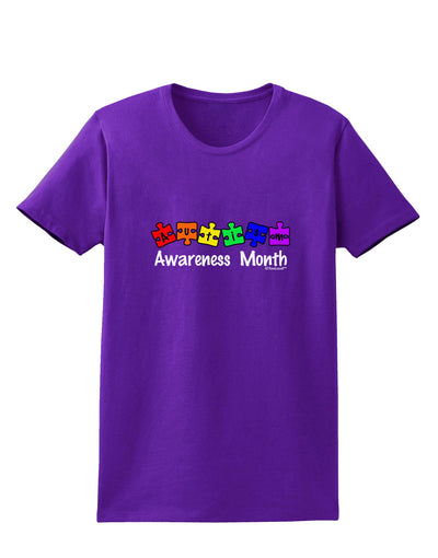 Autism Awareness Month - Colorful Puzzle Pieces Womens Dark T-Shirt by TooLoud-Womens T-Shirt-TooLoud-Purple-X-Small-Davson Sales