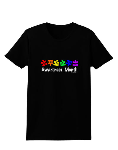 Autism Awareness Month - Colorful Puzzle Pieces Womens Dark T-Shirt by TooLoud-Womens T-Shirt-TooLoud-Black-X-Small-Davson Sales