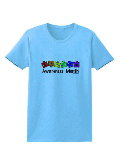 Autism Awareness Month - Colorful Puzzle Pieces Womens T-Shirt by TooLoud-Womens T-Shirt-TooLoud-Aquatic-Blue-X-Small-Davson Sales