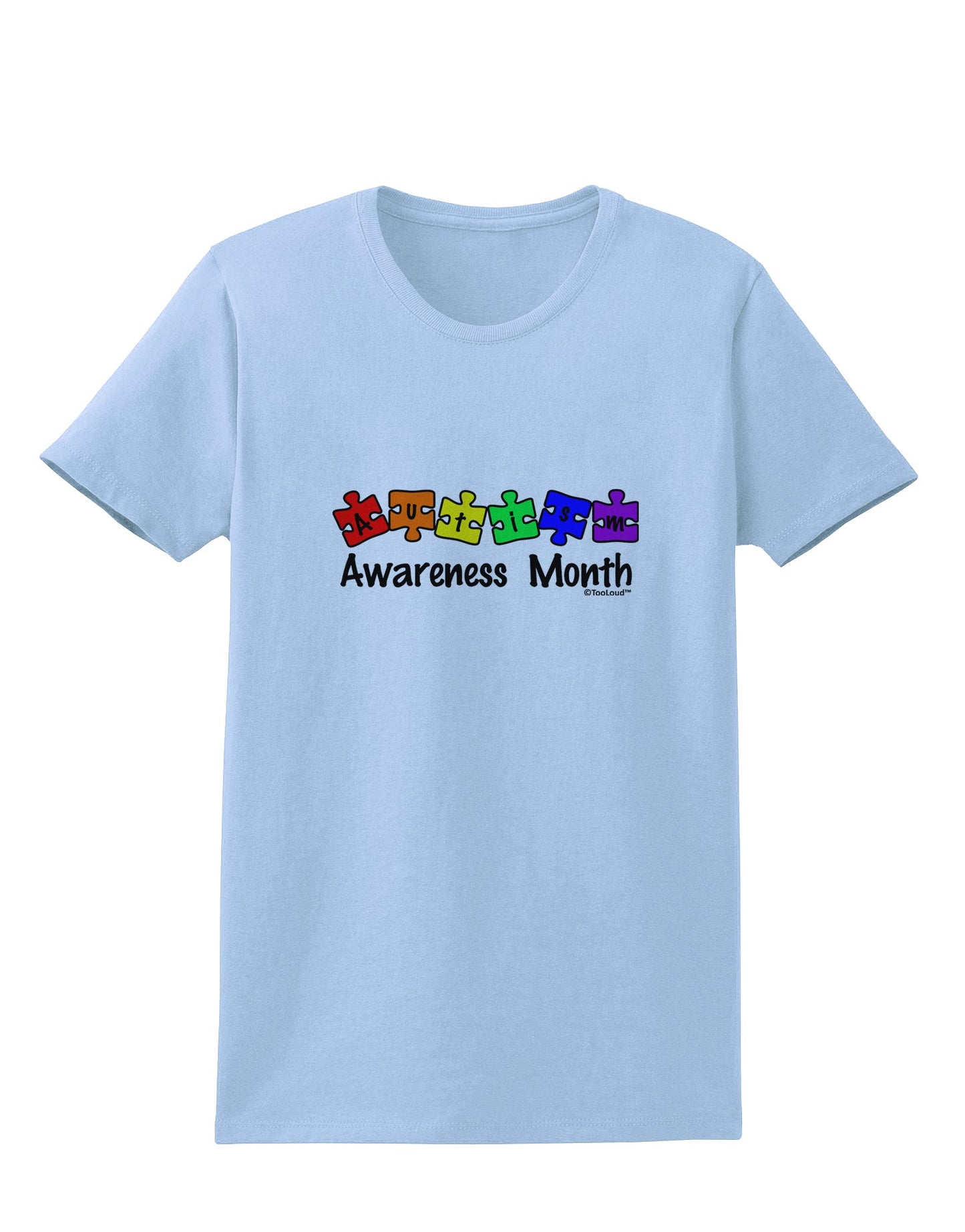 Autism Awareness Month - Colorful Puzzle Pieces Womens T-Shirt by TooLoud-Womens T-Shirt-TooLoud-Light-Blue-X-Small-Davson Sales