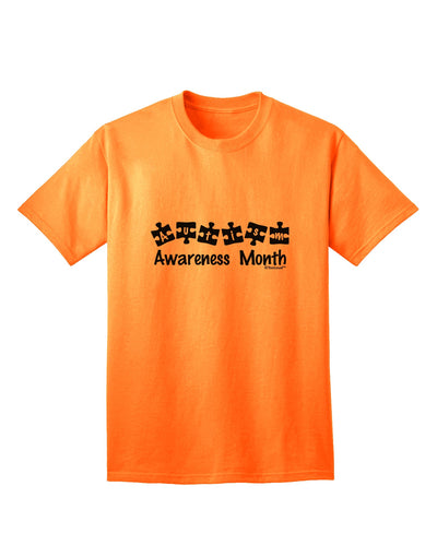 Autism Awareness Month: Exquisite Puzzle Pieces Adult T-Shirt by TooLoud-Mens T-shirts-TooLoud-Neon-Orange-Small-Davson Sales