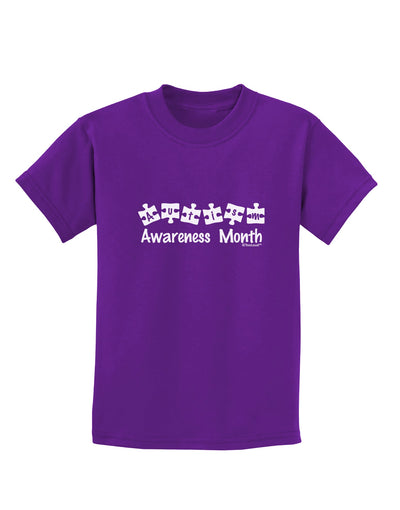 Autism Awareness Month - Puzzle Pieces Childrens Dark T-Shirt by TooLoud-Childrens T-Shirt-TooLoud-Purple-X-Small-Davson Sales