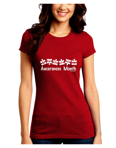 Autism Awareness Month - Puzzle Pieces Juniors Crew Dark T-Shirt by TooLoud-T-Shirts Juniors Tops-TooLoud-Red-Juniors Fitted Small-Davson Sales