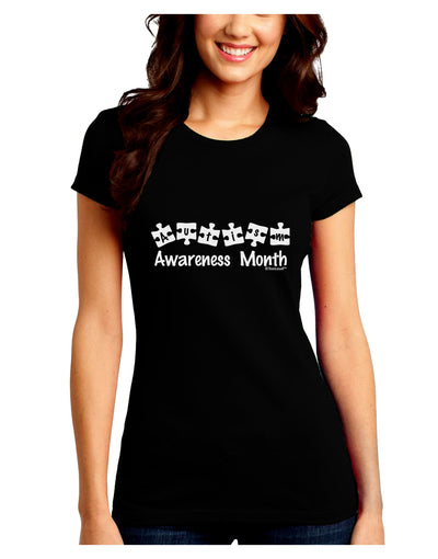 Autism Awareness Month - Puzzle Pieces Juniors Crew Dark T-Shirt by TooLoud-T-Shirts Juniors Tops-TooLoud-Black-Juniors Fitted Small-Davson Sales