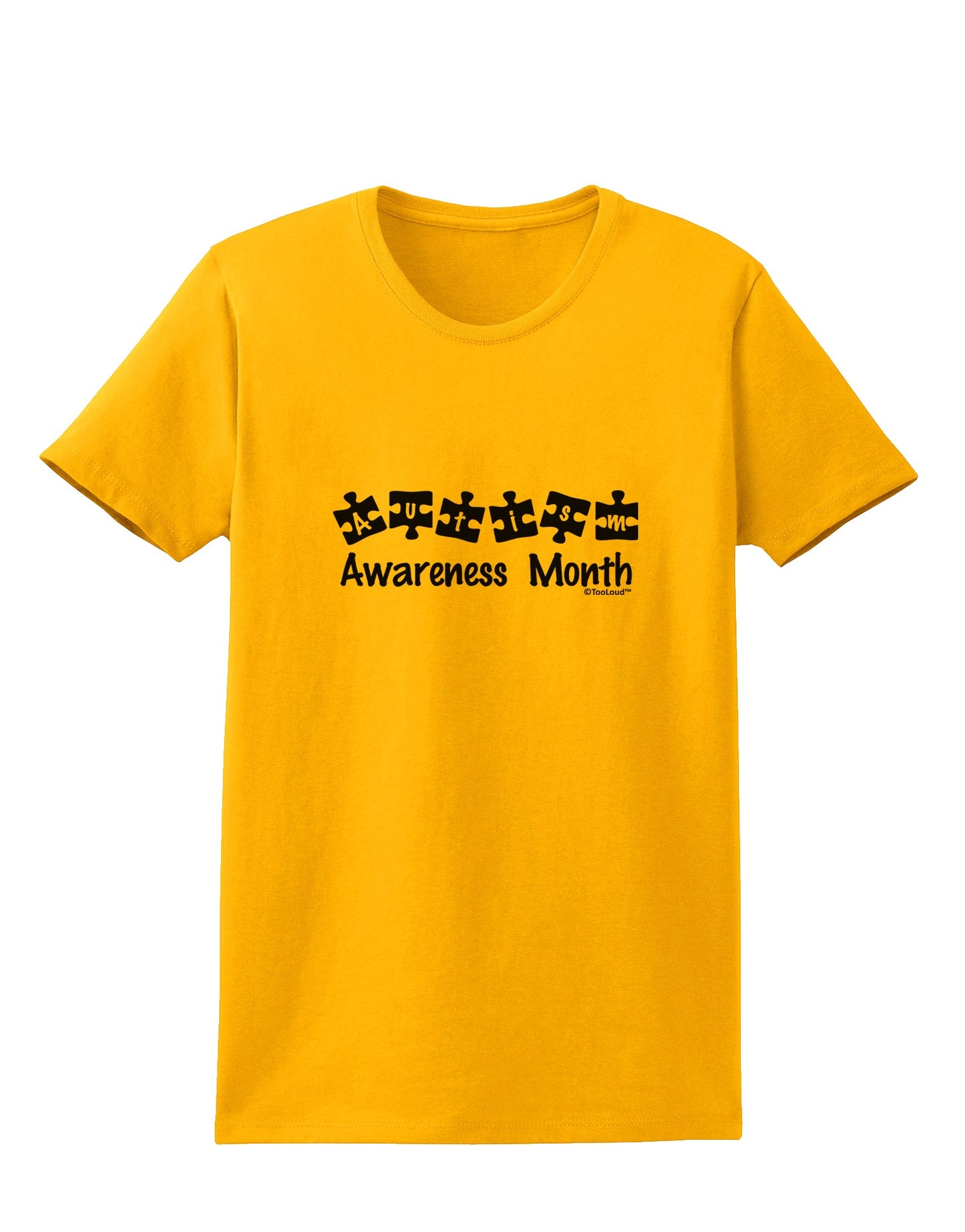 Autism Awareness Month - Puzzle Pieces Womens T-Shirt by TooLoud-Womens T-Shirt-TooLoud-Gold-X-Small-Davson Sales