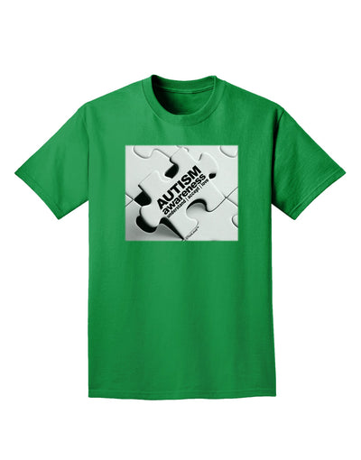 Autism Awareness - Puzzle Black & White Adult Dark T-Shirt-Mens T-Shirt-TooLoud-Kelly-Green-Small-Davson Sales