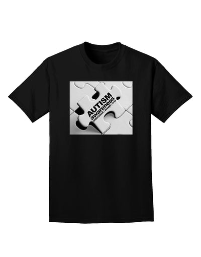 Autism Awareness - Puzzle Black & White Adult Dark T-Shirt-Mens T-Shirt-TooLoud-Black-Small-Davson Sales