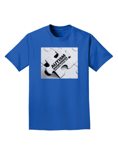 Autism Awareness - Puzzle Black & White Adult Dark T-Shirt-Mens T-Shirt-TooLoud-Royal-Blue-Small-Davson Sales