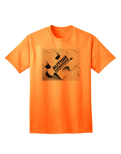 Autism Awareness - Puzzle Black & White Adult T-Shirt-unisex t-shirt-TooLoud-Neon-Orange-Small-Davson Sales