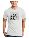 Autism Awareness - Puzzle Black & White Adult V-Neck T-shirt-Mens V-Neck T-Shirt-TooLoud-White-Small-Davson Sales