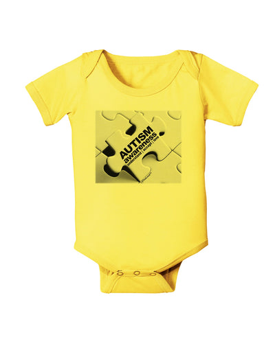 Autism Awareness - Puzzle Black & White Baby Romper Bodysuit-Baby Romper-TooLoud-Yellow-06-Months-Davson Sales