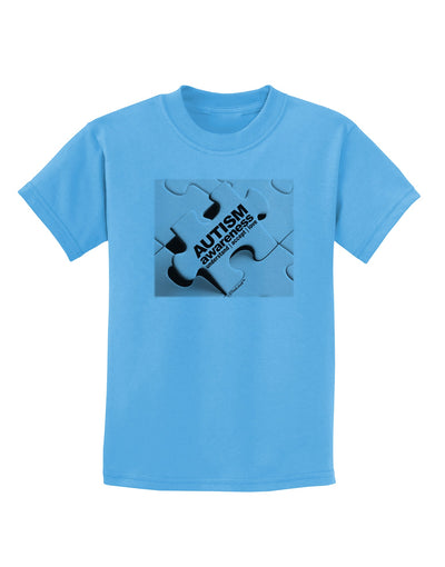 Autism Awareness - Puzzle Black & White Childrens T-Shirt-Childrens T-Shirt-TooLoud-Aquatic-Blue-X-Small-Davson Sales