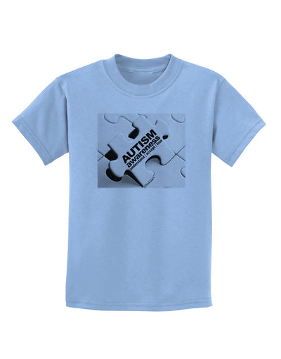 Autism Awareness - Puzzle Black & White Childrens T-Shirt-Childrens T-Shirt-TooLoud-Light-Blue-X-Small-Davson Sales