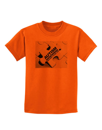 Autism Awareness - Puzzle Black & White Childrens T-Shirt-Childrens T-Shirt-TooLoud-Orange-X-Small-Davson Sales