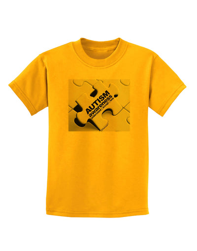 Autism Awareness - Puzzle Black & White Childrens T-Shirt-Childrens T-Shirt-TooLoud-Gold-X-Small-Davson Sales