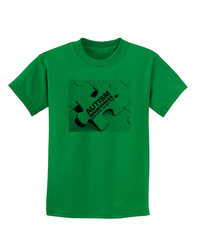 Autism Awareness - Puzzle Black & White Childrens T-Shirt-Childrens T-Shirt-TooLoud-Kelly-Green-X-Small-Davson Sales