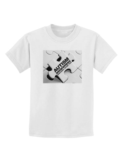 Autism Awareness - Puzzle Black & White Childrens T-Shirt-Childrens T-Shirt-TooLoud-White-X-Small-Davson Sales