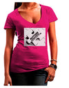 Autism Awareness - Puzzle Black & White Juniors V-Neck Dark T-Shirt-Womens V-Neck T-Shirts-TooLoud-Hot-Pink-Juniors Fitted Small-Davson Sales