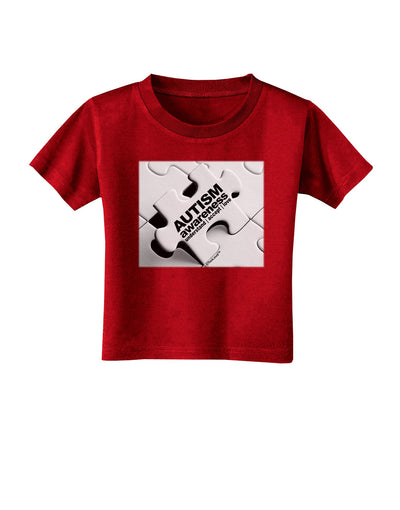 Autism Awareness - Puzzle Black & White Toddler T-Shirt Dark-Toddler T-Shirt-TooLoud-Red-2T-Davson Sales