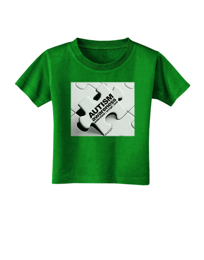 Autism Awareness - Puzzle Black & White Toddler T-Shirt Dark-Toddler T-Shirt-TooLoud-Clover-Green-2T-Davson Sales