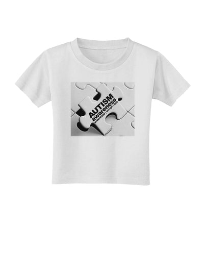 Autism Awareness - Puzzle Black & White Toddler T-Shirt-Toddler T-Shirt-TooLoud-White-2T-Davson Sales