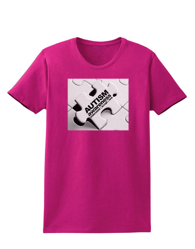 Autism Awareness - Puzzle Black & White Womens Dark T-Shirt-TooLoud-Hot-Pink-Small-Davson Sales