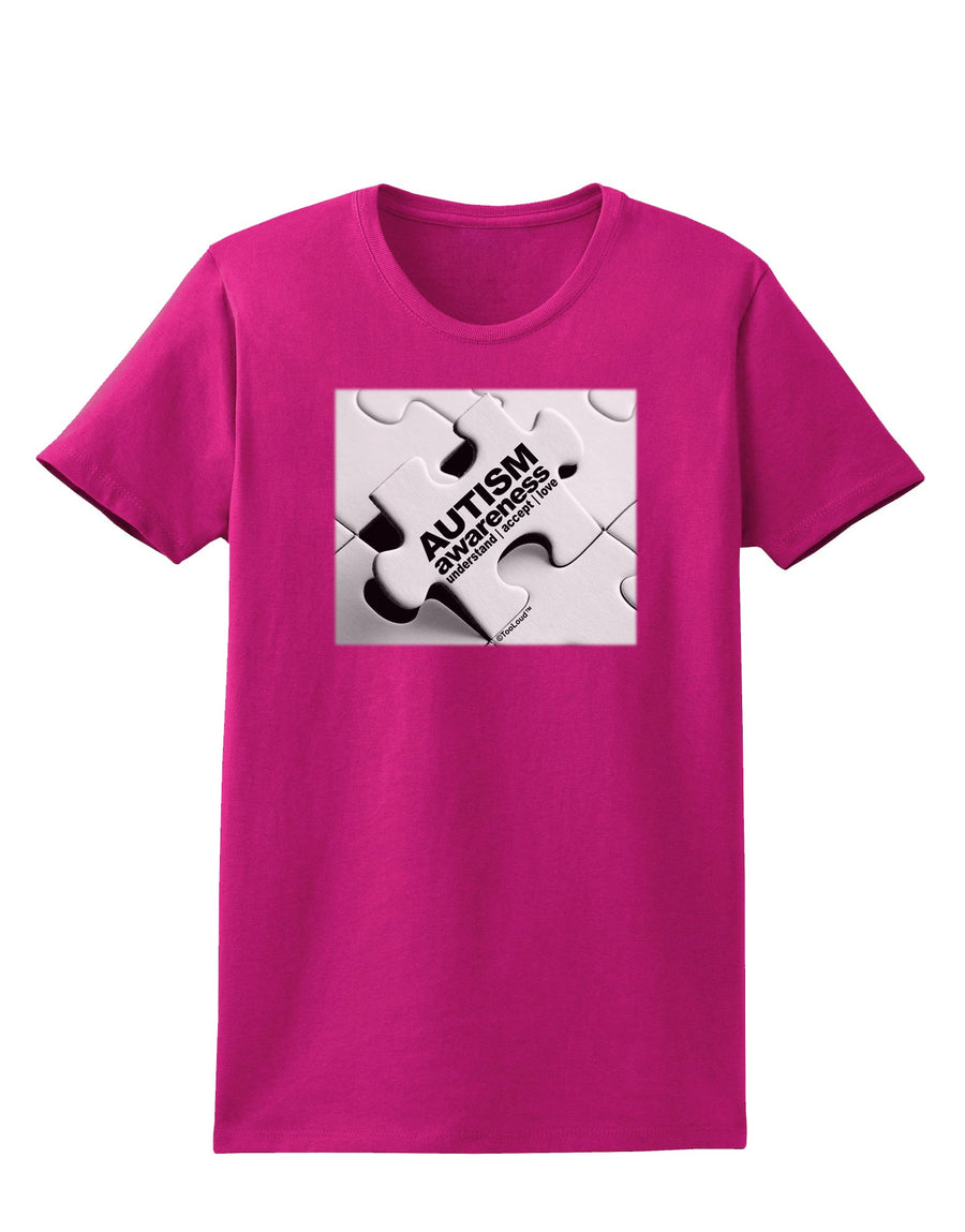 Autism Awareness - Puzzle Black & White Womens Dark T-Shirt-TooLoud-Black-X-Small-Davson Sales