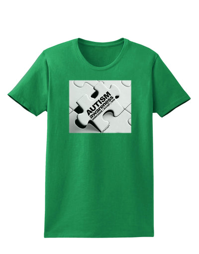 Autism Awareness - Puzzle Black & White Womens Dark T-Shirt-TooLoud-Kelly-Green-X-Small-Davson Sales