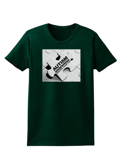 Autism Awareness - Puzzle Black & White Womens Dark T-Shirt-TooLoud-Forest-Green-Small-Davson Sales