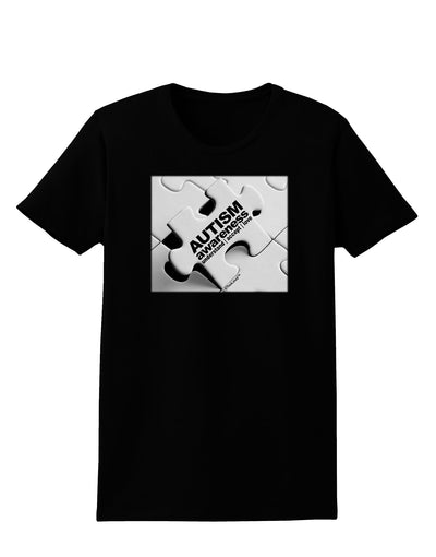 Autism Awareness - Puzzle Black & White Womens Dark T-Shirt-TooLoud-Black-X-Small-Davson Sales