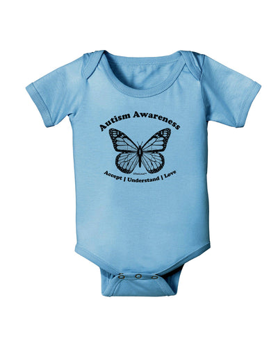 Autism Awareness - Puzzle Piece Butterfly 2 Baby Romper Bodysuit-Baby Romper-TooLoud-Light-Blue-06-Months-Davson Sales