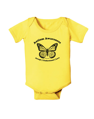 Autism Awareness - Puzzle Piece Butterfly 2 Baby Romper Bodysuit-Baby Romper-TooLoud-Yellow-06-Months-Davson Sales