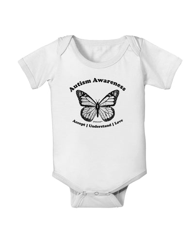 Autism Awareness - Puzzle Piece Butterfly 2 Baby Romper Bodysuit-Baby Romper-TooLoud-White-06-Months-Davson Sales