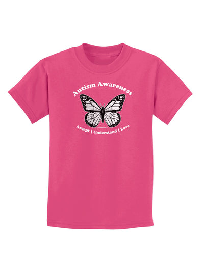 Autism Awareness - Puzzle Piece Butterfly 2 Childrens Dark T-Shirt-Childrens T-Shirt-TooLoud-Sangria-X-Small-Davson Sales