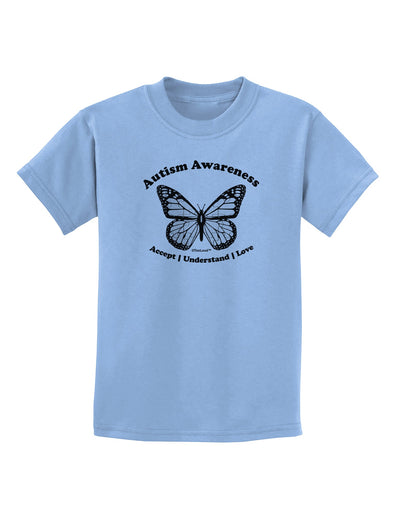 Autism Awareness - Puzzle Piece Butterfly 2 Childrens T-Shirt-Childrens T-Shirt-TooLoud-Light-Blue-X-Small-Davson Sales