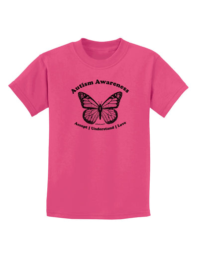 Autism Awareness - Puzzle Piece Butterfly 2 Childrens T-Shirt-Childrens T-Shirt-TooLoud-Sangria-X-Small-Davson Sales