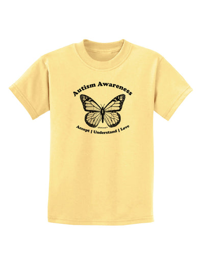 Autism Awareness - Puzzle Piece Butterfly 2 Childrens T-Shirt-Childrens T-Shirt-TooLoud-Daffodil-Yellow-X-Small-Davson Sales