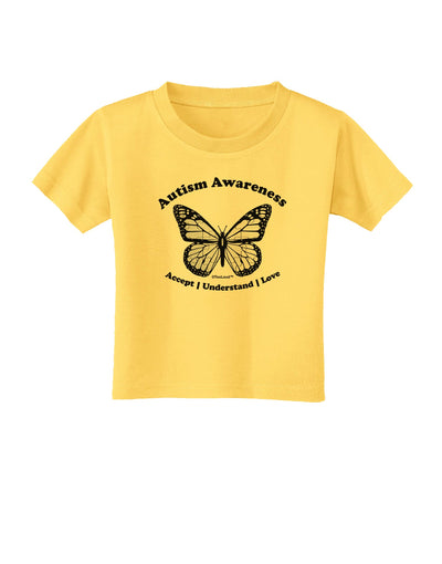 Autism Awareness - Puzzle Piece Butterfly 2 Toddler T-Shirt-Toddler T-Shirt-TooLoud-Yellow-2T-Davson Sales