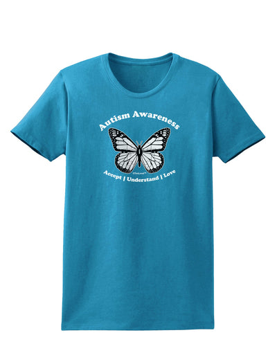 Autism Awareness - Puzzle Piece Butterfly 2 Womens Dark T-Shirt-TooLoud-Turquoise-X-Small-Davson Sales