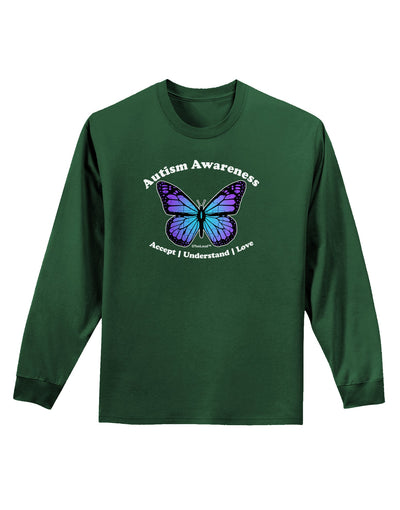 Autism Awareness - Puzzle Piece Butterfly Adult Long Sleeve Dark T-Shirt-TooLoud-Dark-Green-Small-Davson Sales