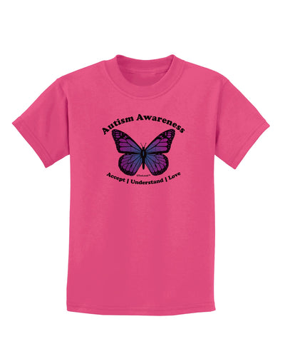 Autism Awareness - Puzzle Piece Butterfly Childrens T-Shirt-Childrens T-Shirt-TooLoud-Sangria-X-Small-Davson Sales