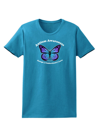 Autism Awareness - Puzzle Piece Butterfly Womens Dark T-Shirt-TooLoud-Turquoise-X-Small-Davson Sales