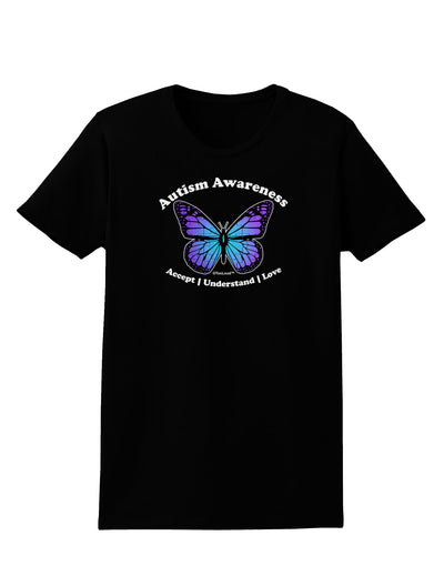 Autism Awareness - Puzzle Piece Butterfly Womens Dark T-Shirt-TooLoud-Black-X-Small-Davson Sales