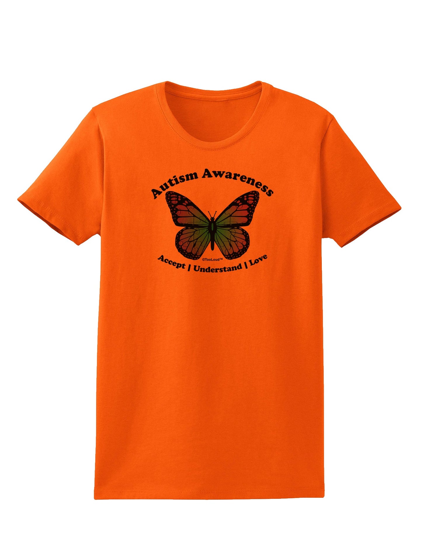 Autism Awareness - Puzzle Piece Butterfly Womens T-Shirt-Womens T-Shirt-TooLoud-Orange-X-Small-Davson Sales