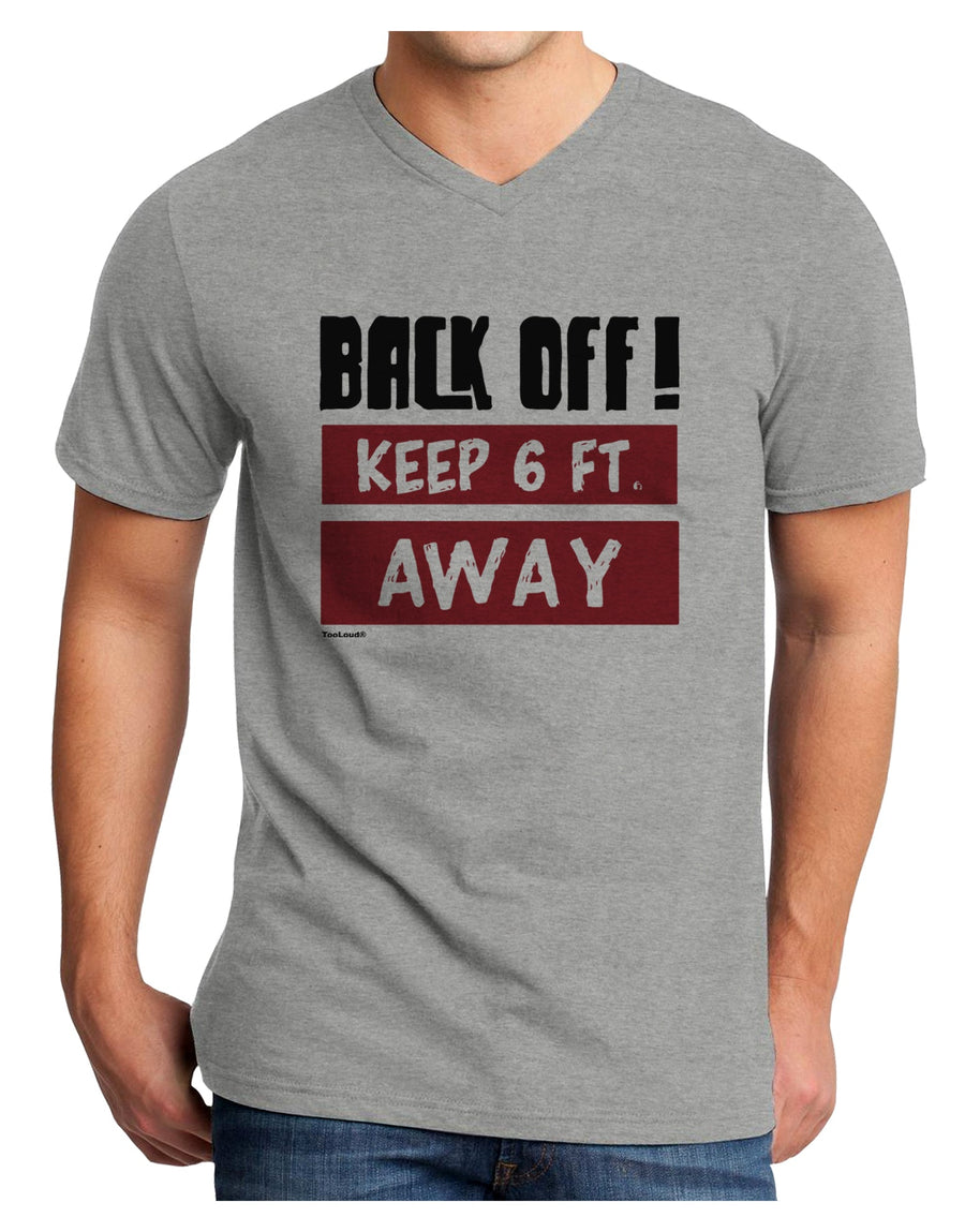 BACK OFF Keep 6 Feet Away Adult V-Neck T-shirt-Mens T-Shirt-TooLoud-White-Small-Davson Sales